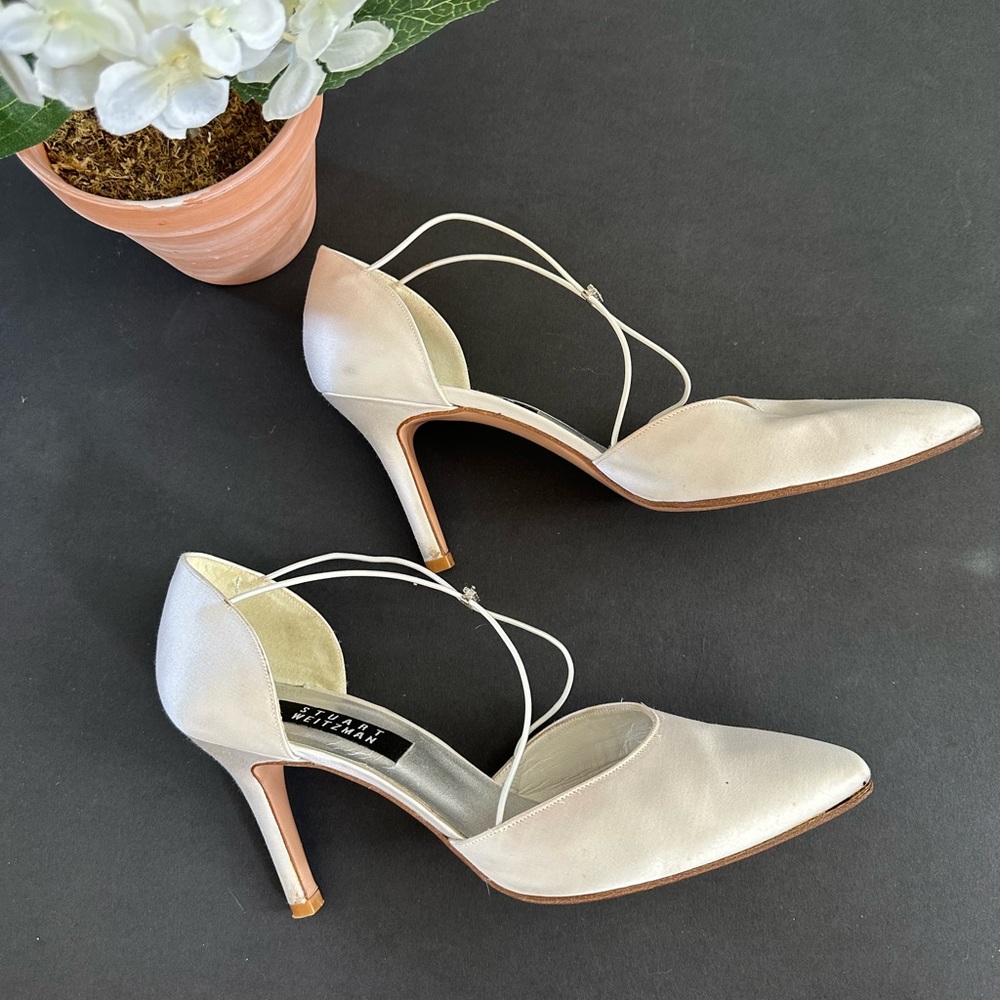 Start Weisman Satin White Bridal Heels